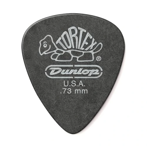 Dunlop Tortex Pitch Black 0,73 mm — 12 — Vue de détail d’un médiator ; le conditionnement est indiqué séparément.