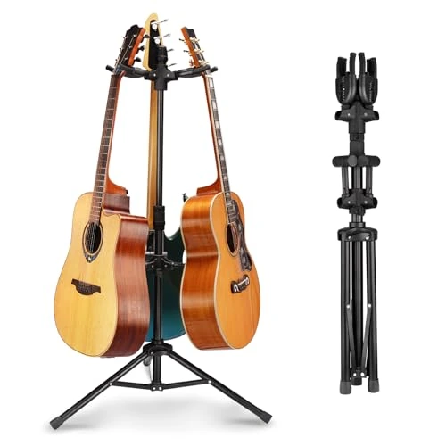 Guitto GGS-06T, support triple — Support triple présenté avec des guitares de démonstration non incluses.